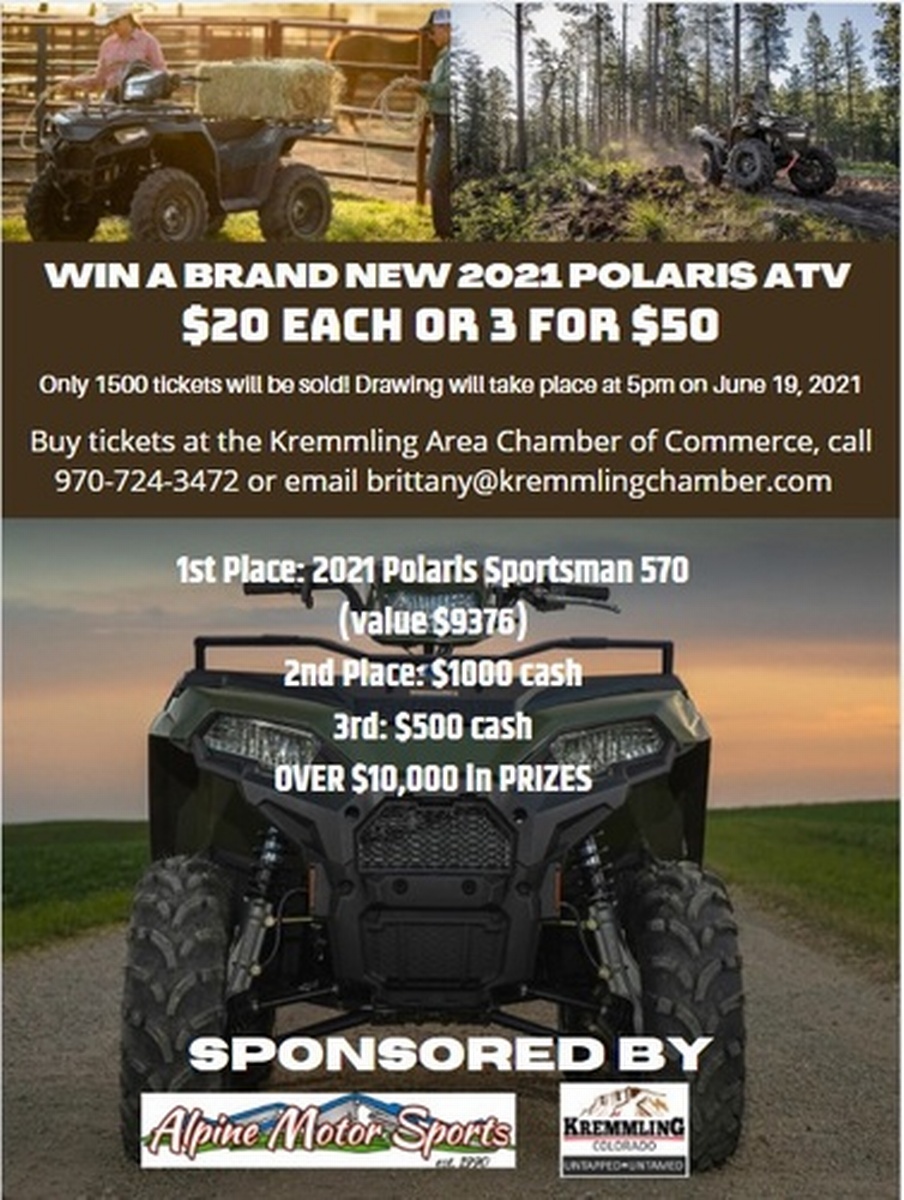 2021 Polaris ATV Raffle Feb 2, 2021 to Jun 11, 2021 Kremmling Area